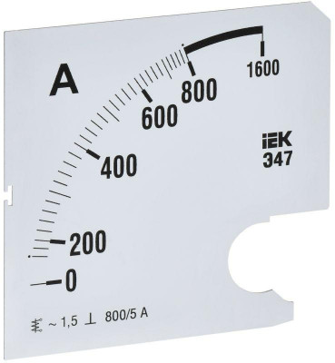 Шкала сменная для амперметра Э47 800/5А-1.5 96х96мм IEK IPA20D-SC-0800