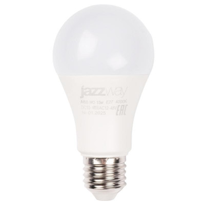 Лампа светодиодная низковольтная PLED-A60 MO 15Вт 4000К холод. бел. E27 12-48В AC/DC Pro JazzWay 5050563