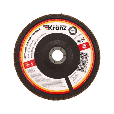 Круг лепестковый торцевой P40 180х22.2мм Kranz KR-90-0021