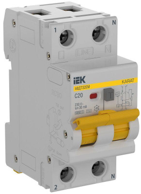 Выключатель автоматический дифференциального тока C 20А 30мА тип A АВДТ32EM KARAT IEK KA-VD14-1-020-C-030-A