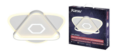 Люстра светодиодная RIFLESSO 90Вт 520х520х60мм 38кв.м потолочная ДУ 3 режима диммир. бел. Ritter 52305 9
