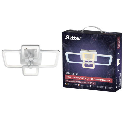 Люстра светодиодная SPOLETO 100Вт 590х390х120мм 34кв.м потолочная ДУ 3 режима диммир. бел. Ritter 52032 0