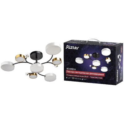 Люстра светодиодная SCANDIA 80Вт 2700К/4200К/6400К 750х210мм 29кв.м ДУ 3 режима диммир. черн./зел./бел. Ritter 51599 3