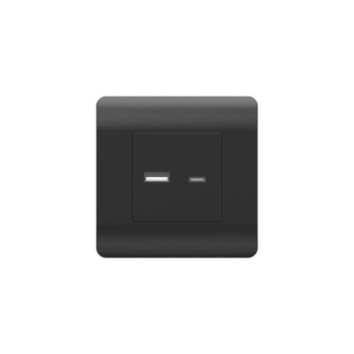 Розетка USB NEW3-E тип A+C 5В/2.1А черн. CHINT 431501