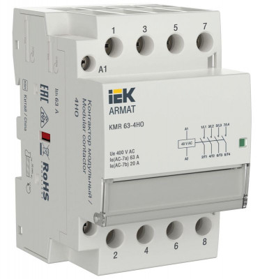 Контактор модульный KMR 63А 48В AC 4НО ARMAT IEK AR-KMR10-063-40-048