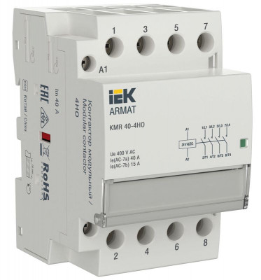 Контактор модульный KMR 40А 24В AC/DC 4НО ARMAT IEK AR-KMR20-040-40-024
