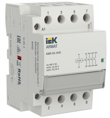 Контактор модульный KMR 63А 24В AC/DC 4НО ARMAT IEK AR-KMR20-063-40-024
