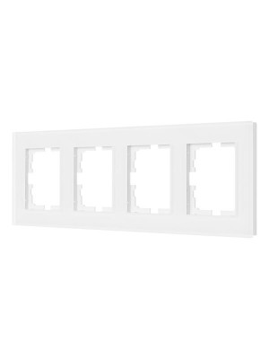 Рамка 4-местн. гориз. VESNA стекло белый матов. LEZARD 742-5380-149