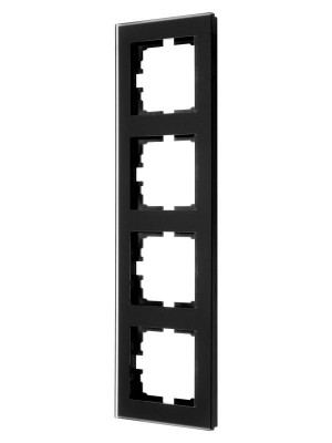 Рамка 4-местн. вертик. VESNA стекло черн. матов. LEZARD 742-5980-154