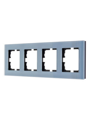Рамка 4-местн. гориз. VESNA стекло серо-голуб. LEZARD 742-7080-149
