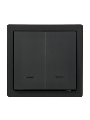 Выключатель 2-кл. ОП LETO с индикацией черн. бархат LEZARD 752-4200-112