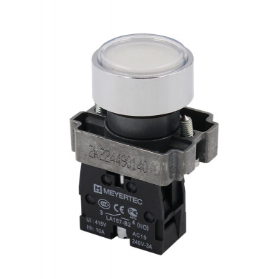 Кнопка плоская 1NO IP67 металл MTB2-BAF11 бел. ОВЕН 132645