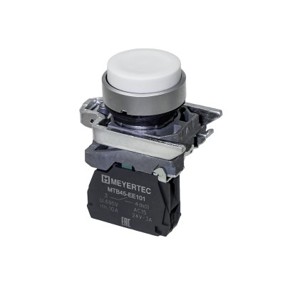 Кнопка выступающая 1NO IP65 металл MTB4-BL11 бел. ОВЕН 137129