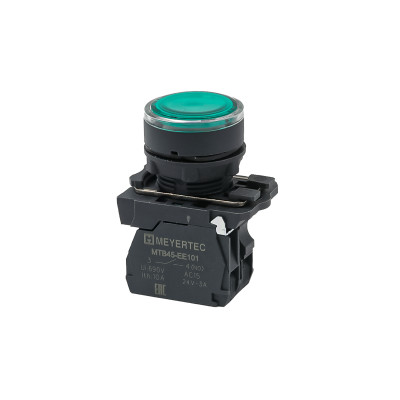 Кнопка с подсветкой 1NO 220В AC/DC IP65 пластик MTB5-AW33713 зел. ОВЕН 137269