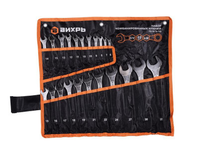 Набор комбинированных ключей 22шт 6-32 в чехле Вихрь 73/6/5/15