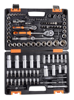 Набор инструментов 1/2дюйм 1/4дюйм CrV в кейсе 108 предмета Вихрь 73/6/7/8