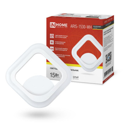 Светильник светодиодный ELEGANT ARIS-1530-WH 15Вт 3000К 1200лм 230В бел. IN HOME 4690612054407