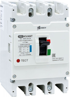 Выключатель автоматический PRO.KVANT TM-250N 3P 100А 35кА в литом корпусе с термомагнит. расцеп. Контактор KV0000067