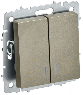 Выключатель 2-кл. BRITE 10А ВС10-2-9-БрШ для отелей с индик. механизм шампань IEK BR-V20-2-10-K37