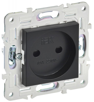 Розетка SKANDY 10А без заземл. защ. шторки SK-R01Bl черн. IEK SK-R13-10-K02