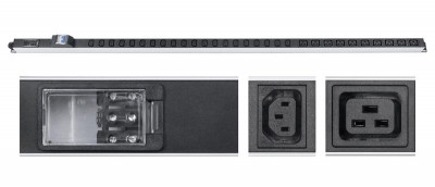 Блок розеток для 19дюйм шкафов PDU-32-10C19-20C13-B-T вертик. 10 розеток IEC 320 C19 20 розеток IEC 320 C13 32А автомат защиты алюм. корпус клем. колодка Cabeus 9546c