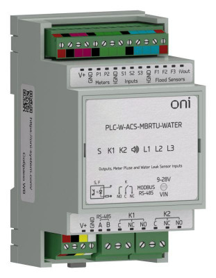 Модуль учета водопотребления и контроля протечек Modbus RTU ПЛК W. ONI PLC-W-ACS-MBRTU-WATER