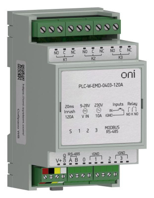 Расширение коммутирующее 4 DI 3 DO макс. п. ток 120А ПЛК W. ONI PLC-W-EMD-0403-120A