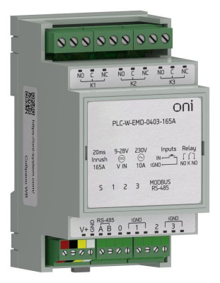 Расширение коммутирующее 4 DI 3 DO макс. п. ток 165А ПЛК W. ONI PLC-W-EMD-0403-165A