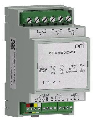 Расширение коммутирующее 4 DI 3 DO макс. п. ток 31А ПЛК W. ONI PLC-W-EMD-0403-31A