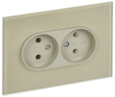Розетка 2-м SKANDY 10А без заземл. без защ. шторок для плоской вилки SK-R03B беж. IEK SK-R20-10-K10