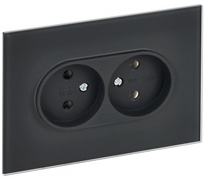 Розетка 2-м SKANDY 10А без заземл. без защ. шторок для плоской вилки SK-R03G графит IEK SK-R20-10-K53