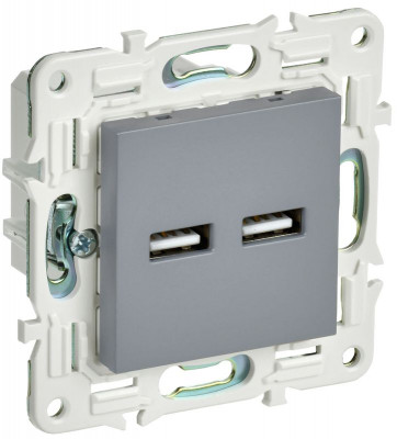 Розетка USB A+A 3.1А SKANDY SK-R15Gr сер. IEK SK-U21-D31-K03