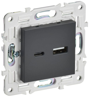 Розетка USB A+C 3.1А SKANDY SK-R14T титан IEK SK-U22-D31-K48