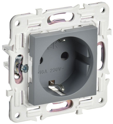 Розетка SKANDY 16А с заземл. защ. шторки SK-R04Gr сер. IEK SK-R14-16-K03