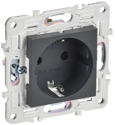 Розетка SKANDY 16А с заземл. защ. шторки SK-R04T титан IEK SK-R14-16-K48