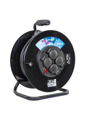 Удлинитель на катушке 4х30м с заземл. 16А IP54 4 гн КГ 3х2.5 термозащ. КОСМОС YKKsm30m-4g-Z(2.5)KG