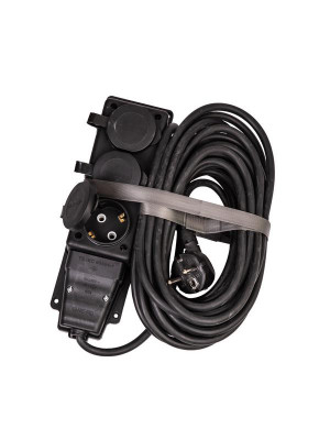 Удлинитель на каучуковой колодке 3х10м 16А IP44 250В 4кВт каучук КГ 3х2.5 черн. УХз16 Россия КОСМОС YKsm10m-3g(16A)KG-B