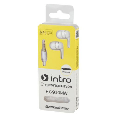 Вкладыши-гарнитура RX-910MW бел. Intro Б0023841