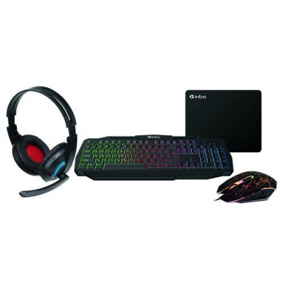 Комплект клавиатура и мышь GXZ900 игровой 1200-3600dpi + коврик + гарнитура черн. Intro Б0060194
