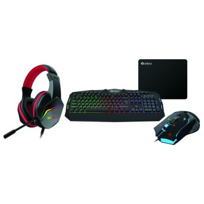Комплект клавиатура и мышь GXZ990 игровой 1200-3600dpi + коврик + гарнитура черн. Intro Б0060195