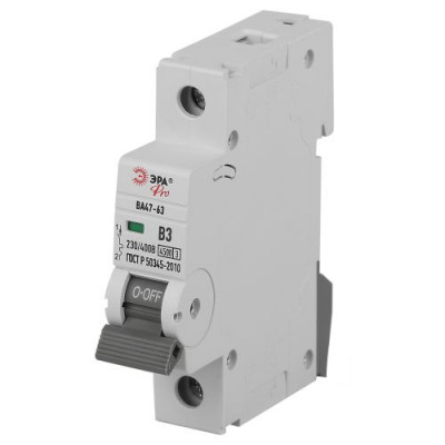 Выключатель автоматический 1п B 3А 4.5кА ВА47-63 PRO ЭРА Б0059364