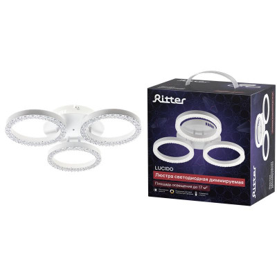 Люстра потолочная светодиодная диммируемая LUCIDO с ДУ 3 режима 480х95мм 48Вт 2700К/4200К/6400К 17кв.м бел. Ritter 51641 9