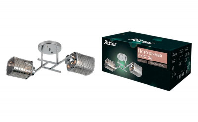 Люстра потолочная PALERMO 400х350х185мм 2хE27 металл хром Ritter 52521 9