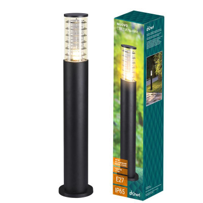 Светильник столб садово-парковый NUOVO Е27 IP65 155х108х800 алюм./стекло черн. Duwi 24394 6