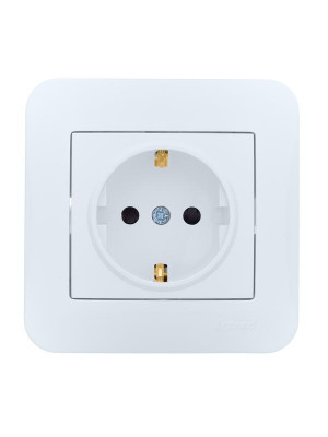 Розетка 1-м СП ASTI 16А IP20 с заземл. защ. шторки термопласт в сборе бел. LEZARD 7081-0202-124B