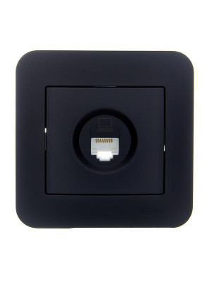 Розетка компьютерная 1-м СП ASTI IP20 RJ45 в сборе Cat 5e черн. бархат LEZARD 7081-4242-139