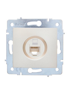 Розетка компьютерная 1-м СП ASTI IP20 RJ45 механизм Cat 5e жемчуж./бел. перламутр. LEZARD 7081-3088-139