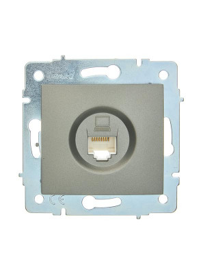 Розетка компьютерная 1-м СП ASTI IP20 RJ45 механизм Cat 5e платина. LEZARD 7081-3588-139