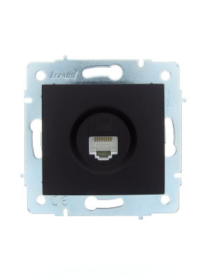 Розетка компьютерная 1-м СП ASTI IP20 RJ45 механизм Cat 5e черн. бархат LEZARD 7081-4288-139