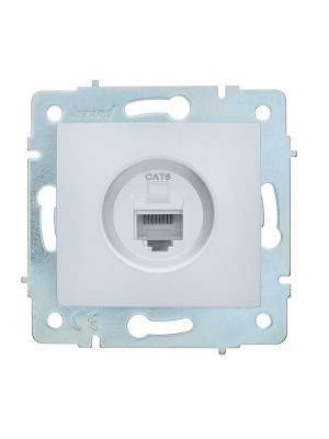 Розетка компьютерная 1-м СП ASTI IP20 RJ45 механизм Cat 6e жемчуж./бел. перламутр. LEZARD 7081-3088-140